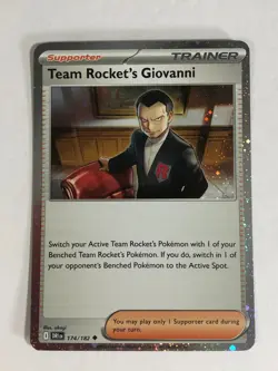 Pokemon TCG Destined Rivals Cosmos Holo Team Rocket's Giovanni 174/182 NM - Image 1
