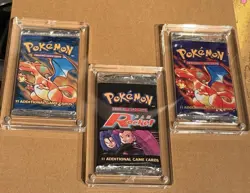 2 HEAVY Base Set Pokemon Booster Packs Charizard Art 21.44g +1 Team Rocket Pack - Image 1