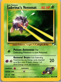 Pokemon TCG - Sabrina's Venonat Common Gym Heroes 096/132 NM - Image 1