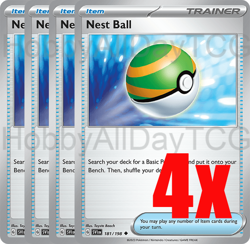 Nest Ball 4x Playset TCG 181/198 S&V/PAF 084/091 Pokemon Near Mint - Image 1