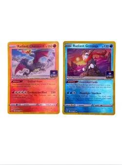 Pokemon TCG Asia Exclusive GYM Stamped Radiant Charizard & Greninja Combo NM - Image 1