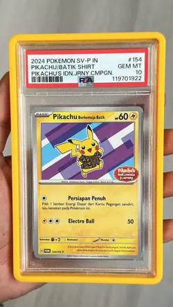 2024 POKEMON INDONESIAN SV-P PROMO #154 PIKACHU IN BATIK SHIRT PSA 10 - Image 2