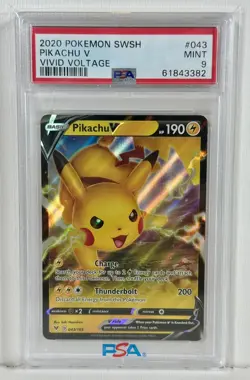 PSA 9 - Pokemon Sword & Shield Vivid Voltage Pikachu V - 043/185 - Image 1