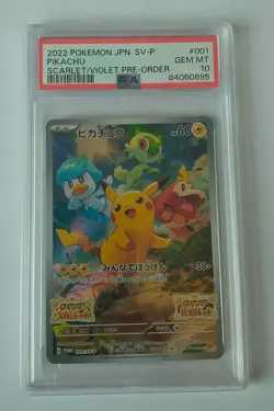 POKEMON PIKACHU 001/SV-P SCARLET/VIOLET Pre Ordine Promo Carta JAP.PSA 10 - Image 1
