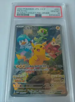 POKEMON PIKACHU 001/SV-P SCARLET/VIOLET Pre Ordine Promo Carta JAP.PSA 10 - Image 4