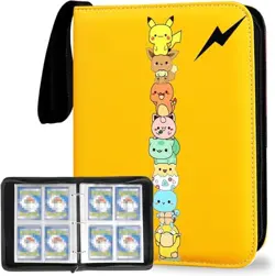 CIUTEK 8Pocket Trading Card Binder 400 Cards PU Leather Zip Album Pokemon Yello - Image 1