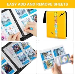 CIUTEK 8Pocket Trading Card Binder 400 Cards PU Leather Zip Album Pokemon Yello - Image 4