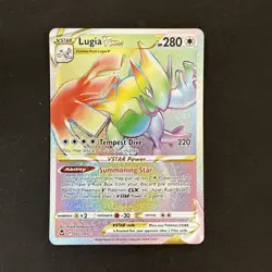 Pokemon TCG Lugia VSTAR Rainbow Secret Rare Card Silver Tempest 202/195 - Image 1