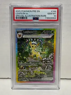 PSA 10 2025 Pokemon Prismatic Evolutions #144/131 Leafeon EX Illustration Rare - Image 1
