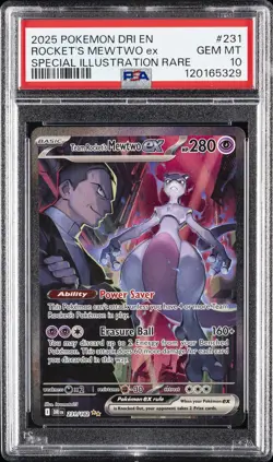 2025 POKEMON DRI EN-DESTINED RIVALS #231 TEAM ROCKET'S MEWTWO EX PSA 10 - Image 1