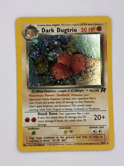 2000 Pokemon Team Rocket Dark Dugtrio 6/82 Holo Rare SWIRL WOTC Vintage TCG Card - Image 1