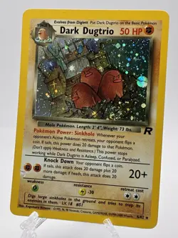 2000 Pokemon Team Rocket Dark Dugtrio 6/82 Holo Rare SWIRL WOTC Vintage TCG Card - Image 3