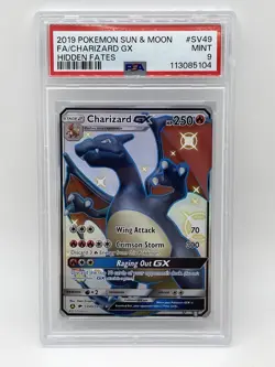 Pokemon Charizard GX SV49/SV94 PSA 9 Mint Sun & Moon Hidden Fates 2019 Full Art - Image 1