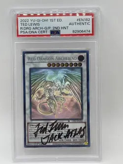 PSA Signed Ted Lewis YuGiOh Red Dragon Archfiend Ghost Rare GFP2-EN182 1st Ed - Image 1