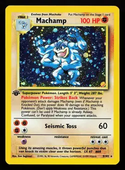 Machamp 8/102 Cosmos Holo 1st Edition Base Set Unlimited Pokemon Card - Image 1