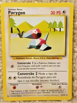 1999 Pokemon Card Base Set Porygon 39/102 Portuguese Version Edition - Image 1