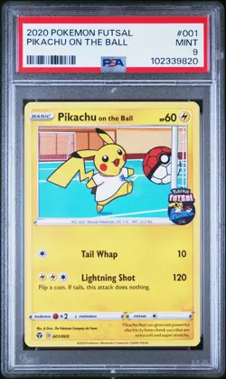 2020 POKEMON FUTSAL #001 PIKACHU ON THE BALL PSA 9 - Image 1