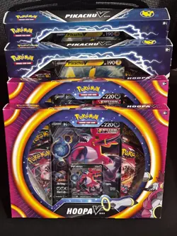 Pokemon 4x Pikachu V & Hoopa V Boxes Sealed Evolving Skies Fusion Strike Packs - Image 1