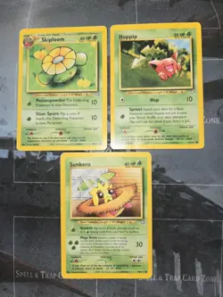 Neo Genesis 3 Card Lot Skiploom, Hoppip, Sunkern Pokemon - Image 1
