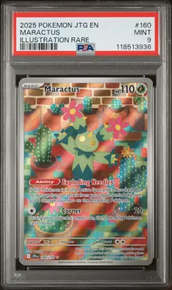 2025 POKEMON JTG EN-JOURNEY TOGETHER ILLUSTRATION RARE #160 MARACTUS PSA 9 - Image 1