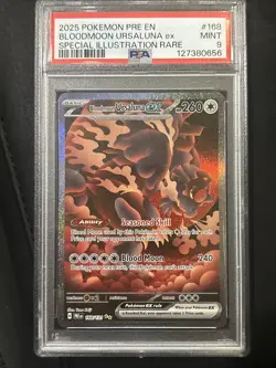 Pokemon TCG Bloodmoon Ursaluna EX Prismatic Evolutions Holo Card 168/131 PSA 9 - Image 1