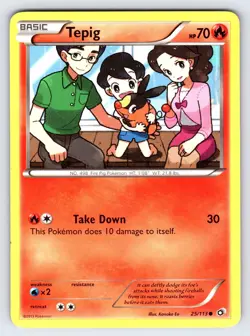 Tepig 25/113 2013 B&W Legendary Treasures Pokemon Card TCG Non Holo Common - Lp - Image 1