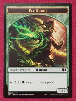 Magic The Gathering COMMANDER 2014 C14 ELF DRUID BEAST token card MTG - Image 1