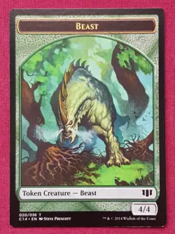 Magic The Gathering COMMANDER 2014 C14 ELF DRUID BEAST token card MTG - Image 2