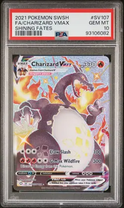 2021 POKEMON SWORD & SHIELD SHINING FATES #SV107 FULL ART/CHARIZARD VMAX PSA 10 - Image 1