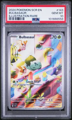 2024 POKEMON SCR EN-STELLAR CROWN ILLUSTRATION RARE #143 BULBASAUR PSA 10 - Image 1