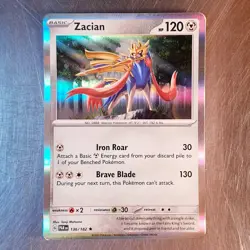 2023 Pokemon Scarlet Violet Paradox Rift HOLO Rare Zacian Card 136/182 - Image 1