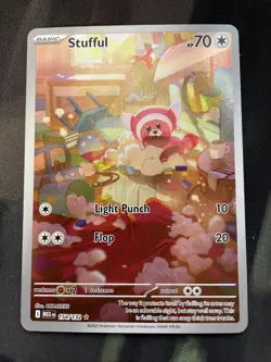 Stufful 154/132 Me01: Mega Evolution Holo Pokemon Card Full Art Normal Type - Image 1