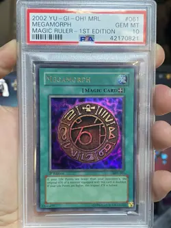 Yugioh 2002 Megamorph MRL-061 1st Edition Ultra Rare PSA 10 - Image 1