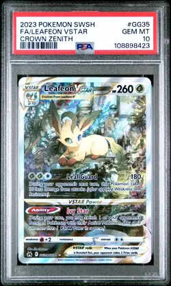 2023 POKEMON SWORD & SHIELD CROWN ZENITH #GG35 FULL ART/LEAFEON VSTAR PSA 10 - Image 1