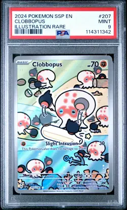 2024 POKEMON SSP EN #207 CLOBBOPUS - ILLUSTRATION RARE - PSA 9 - Image 1