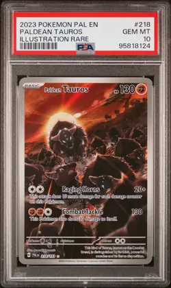2023 POKEMON PAL EN-PALDEA EVOLVED ILLUSTRATION RARE #218 PALDEAN TAUROS PSA 10 - Image 1
