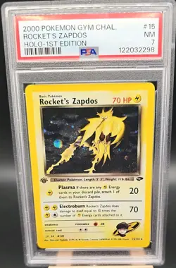 1999-2000 Pokemon Gym Challenge Holo Rockets Zapdos 15 /132 PSA 7 NM, WOTC - Image 1