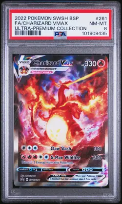 2022 POKEMON SWSH BLACK STAR PROMO #261 FULL ART/CHARIZARD VMAX PSA 8 - Image 1