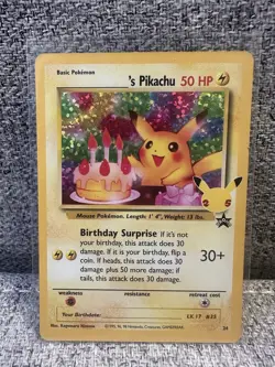 Birthday Pikachu 24 Pokemon Celebrations Collection Holo Card - Image 1