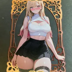 Goddess Story Gold METAL Card - Serial Number #/100! Anime Girl Marin Dress Up - Image 1