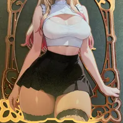Goddess Story Gold METAL Card - Serial Number #/100! Anime Girl Marin Dress Up - Image 3