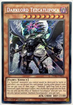 DESO-EN031 Darklord Tezcatlipcoa - Secret Rare 1st Edition Near Mint YuGiOh Card - Image 1