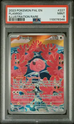 2023 POKEMON PAL EN-PALDEA EVOLVED ILLUSTRATION RARE #227 FLAMIGO PSA 9 - Image 1