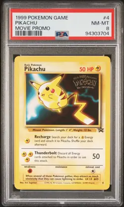 1999 POKEMON GAME MOVIE MOVIE PROMO #4 PIKACHU PSA 8 - Image 1