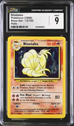 CGC 9 MINT Ninetales 12/102 Base Set Holo Rare Vintage WOTC 1999 Pokemon - Image 1
