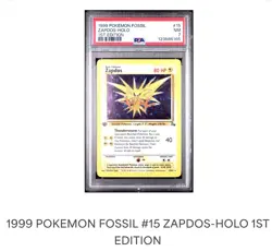 PSA 7 - 1999 Pokemon Fossil 1st Edition Zapdos Holo 15/62 Vintage WOTC Near Mint - Image 1