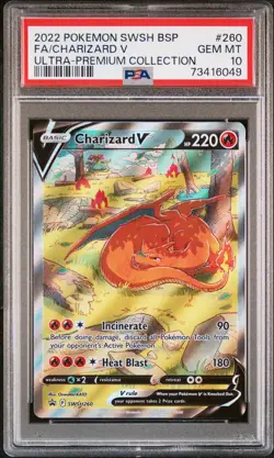 2022 POKEMON SWSH BLACK STAR PROMO #260 FULL ART/CHARIZARD V PSA 10 - Image 1