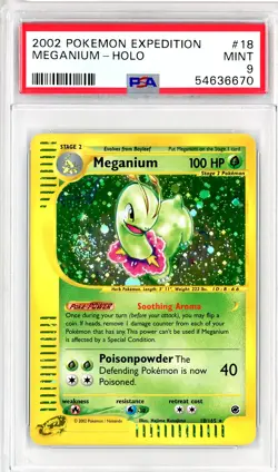 2002 Pokemon Expedition Holo Meganium #18 PSA 9 - Image 1