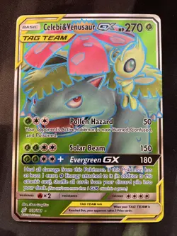 Celebi & Venusaur GX (Full Art) 159/181 Sm-Team Up Holo Pokemon Card Grass Type - Image 1