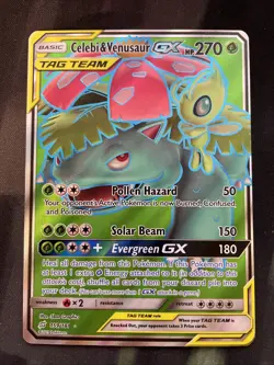 Celebi & Venusaur GX (Full Art) 159/181 Sm-Team Up Holo Pokemon Card Grass Type - Image 3